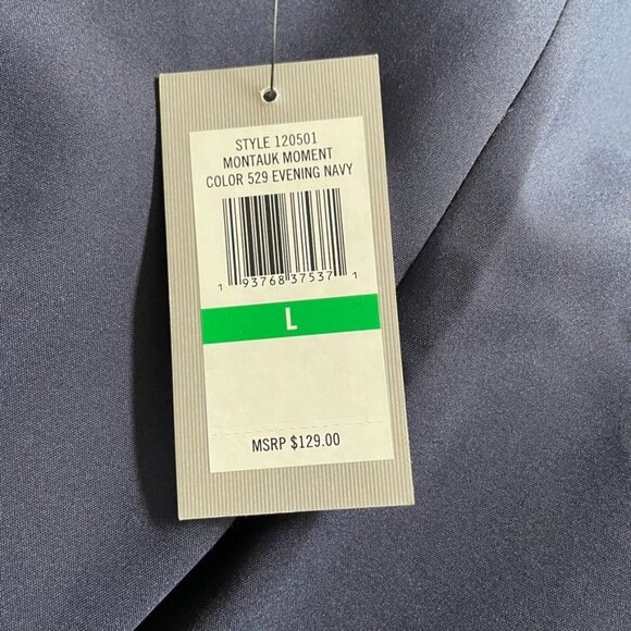 Chause Womens Classic Career Blazer  Blue White trim Tailored Jacket Size L New - Picture 9 of 10